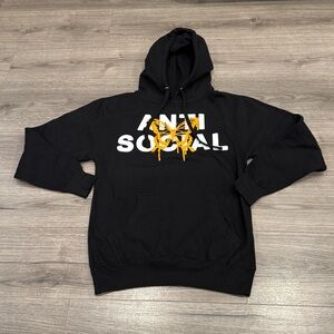 Fashion Nova Anti Social Orange Butterfly Black Hoodie Women’s Size Extra Small